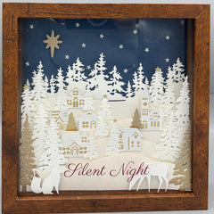 Lighted Christmas Shadow Box: Handmade Woodland Village with Fairy Lights