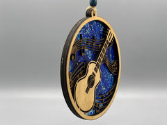 Handmade Guitar Suncatcher: Birch Walnut Acrylic Faux Stained Glass