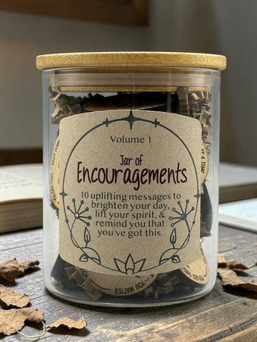 Jar of Encouragement Volume 1 – Uplifting Affirmation Tokens in Jar – Daily Positivity Gift – Encouragement & Self Care Reminder