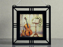 Violin & Cello Window Hanging | Stained Glass Style Music Decor | Gift for Violinist, Cellist & Music Teacher