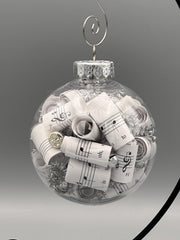 Handmade Sheet Music Ornament | Silver Accents, Music Lover Gift