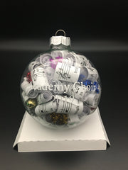 Large 4 inch Sheet Music Christmas Ornament  | Multi Color Accents