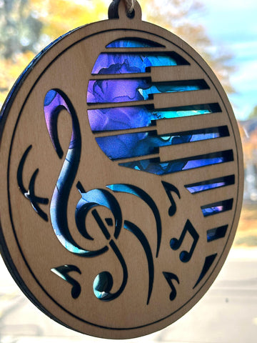 Piano Keys & Treble Clef Suncatcher: Handmade Acrylic Music Ornament