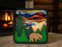 Mountain Suncatcher Window Sitter – Bear Forest Scene Decor
