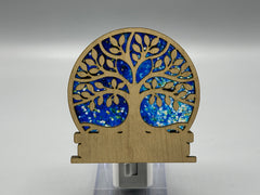 Tree of Life LED Night Light – Stained Glass Style Wood & Acrylic Night Light | Spiritual Home Decor | Handmade Ambient Lighting | 4"x4"