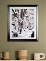 Artist's Tools Art Print | Black & White Drawing 11x14 matted to 16x20