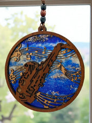 Handmade Saxophone Suncatcher | Faux Stained Glass Music Decor