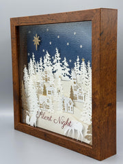 Lighted Christmas Shadow Box: Handmade Woodland Village with Fairy Lights