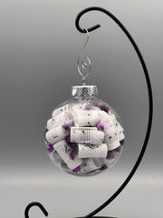 Handmade Music Ornament | Rolled Sheet Music, Fuchsia Accents