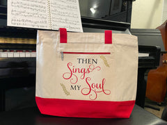 Then Sings My Soul Music Heavy Canvas Tote Bag with Black Accents