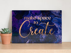 Make Space to Create Wood Art Box – Inspirational Creative Wall Decor – Artist Studio Affirmation Art