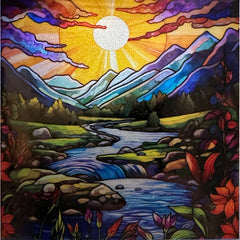 Mountain Sunset - Gold Night Light Scene