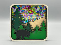 Mountain Suncatcher Window Sitter – Bear Forest Scene Decor