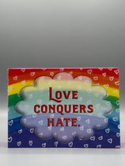 Love Conquers Hate Wood Art Box – Rainbow Inspirational Decor – Handmade Art