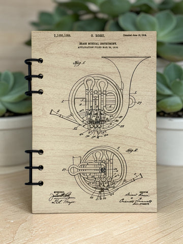 French Horn Patent Journal A5 | Music Lover Notebook