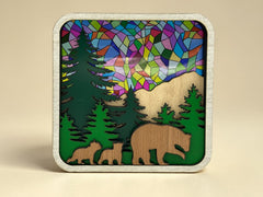 Mountain Suncatcher Window Sitter – Bear Forest Scene Decor