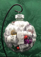 Large 4 inch Sheet Music Christmas Ornament  | Multi Color Accents
