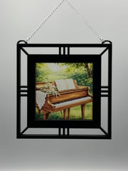 Piano Garden Suncatcher | Handmade Window Hanging | Acrylic & Wood Music Lover Gift |