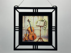Violin & Cello Window Hanging | Stained Glass Style Music Decor | Gift for Violinist, Cellist & Music Teacher