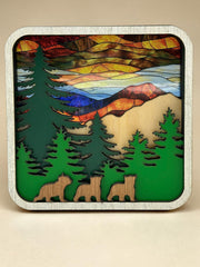 Mountain Suncatcher Window Sitter – Bear Forest Scene Decor