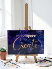 Make Space to Create Wood Art Box – Inspirational Creative Wall Decor – Artist Studio Affirmation Art