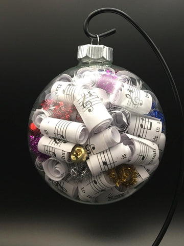 Handmade Sheet Music Christmas Ornament | Personalized Music Lover Gift | Gold Accents