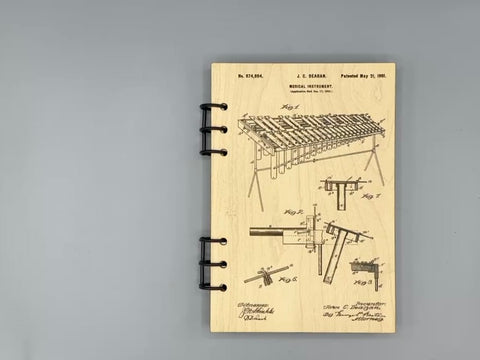 Vibraphone Patent Journal – Musician Notebook, Vintage Percusion Blueprint Design