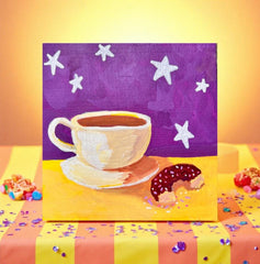 Stars and Sprinkles Original Acrylic Painting on Wood | Coffee & Donut Art | Whimsical Kitchen Decor
