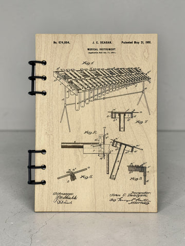Vibraphone Patent Journal – Musician Notebook, Vintage Percusion Blueprint Design