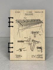 Vibraphone Patent Journal – Musician Notebook, Vintage Percusion Blueprint Design