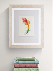 Rainbow Feather Art Print • 6x8 Watercolor Illustration (Matted to 9x12) • Jeanne Dunham Print