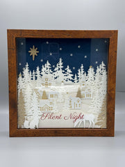 Lighted Christmas Shadow Box: Handmade Woodland Village with Fairy Lights