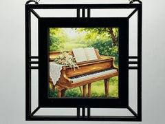 Piano Garden Suncatcher | Handmade Window Hanging | Acrylic & Wood Music Lover Gift |