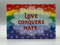 Love Conquers Hate Wood Art Box – Rainbow Inspirational Decor – Handmade Art