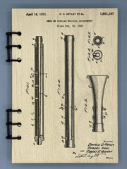 Oboe Patent Journal – Musician Notebook, Vintage Oboe Blueprint Design