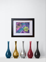 Pond Reflection | Original Abstract Acrylic Painting | Framed Contemporary Art | Vibrant Wall Decor by Kathy OConner
