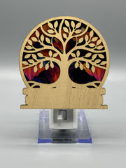 Tree of Life LED Night Light – Stained Glass Style Wood & Acrylic Night Light | Spiritual Home Decor | Handmade Ambient Lighting | 4"x4"