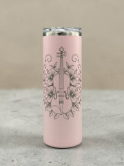 Violin Floral Tumbler – Music Lover or Orchestra Gift, Insulated Travel Mug