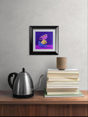 Tipsy Cups–Original Acrylic Painting on Wood by Kathy OConner | 6x6 Colorful Coffee Art