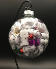 Large 4 inch Sheet Music Christmas Ornament  | Multi Color Accents