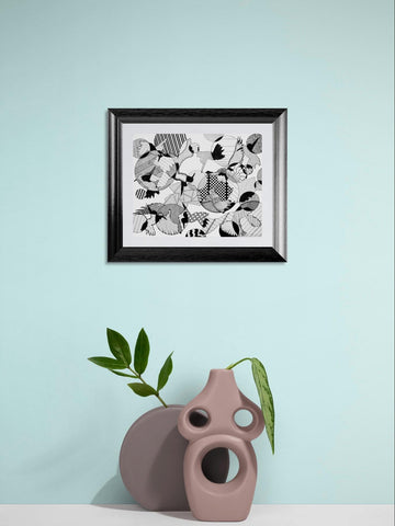Birds in Flight Ink Print | 8x10 Modern Wall Art matted to 11x14 (Unframed)