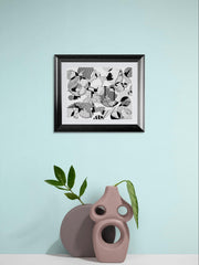 Birds in Flight Ink Print | 8x10 Modern Wall Art matted to 11x14 (Unframed)