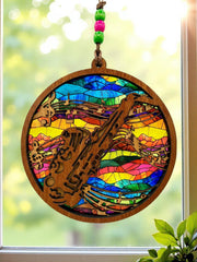 Handmade Saxophone Suncatcher | Faux Stained Glass Music Decor