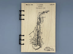 Saxophone Patent Journal – Musician Notebook, Vintage Sax Blueprint Design