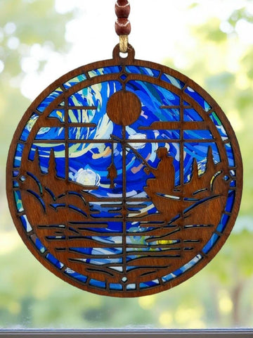 Fishing Suncatcher | Handmade Lake Scene Ornament