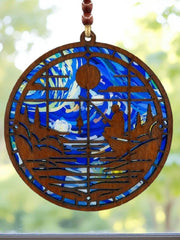 Fishing Suncatcher | Handmade Lake Scene