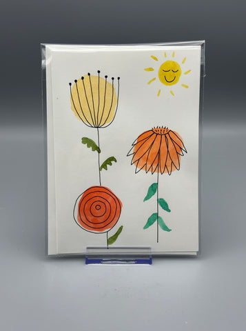 Flowers and Sunshine Greeting Card by Kathy OConner