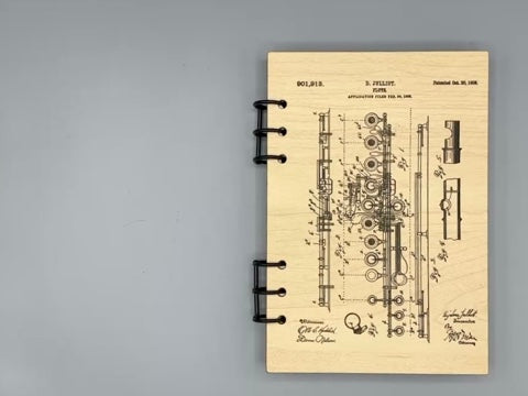 Flute Patent Journal – Musician Notebook, Vintage Flute Blueprint Design