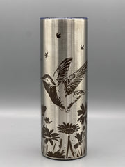 Hummingbird Wildflower Tumbler | 20 oz Insulated Stainless Steel Cup | Nature Inspired Laser Engraved Travel Mug