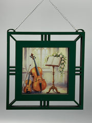 Violin & Cello Window Hanging | Stained Glass Style Music Decor | Gift for Violinist, Cellist & Music Teacher